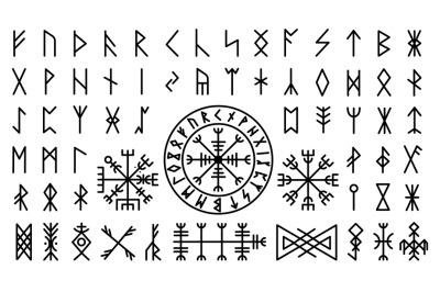 Futhark viking norse. Icelandic mystery collection protection symbol a