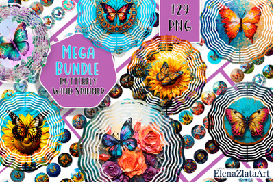 Butterfly Wind Spinner Bundle | Butterfly Sublimation Design