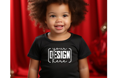 Christmas Cute Baby Black T-Shirt Mockups&2C; Girls Mockups&2C; Christmas Ho