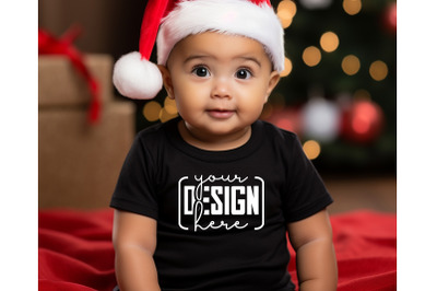 Christmas Cute Baby Black T-Shirt Mockups&2C; Girls Mockups&2C; Christmas Ho