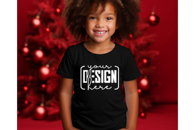 Christmas Cute Baby Black T-Shirt Mockups, Girls Mockups, Christmas Ho