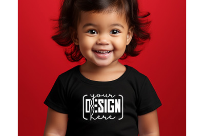 Christmas Cute Baby Black T-Shirt Mockups&2C; Girls Mockups&2C; Christmas Ho