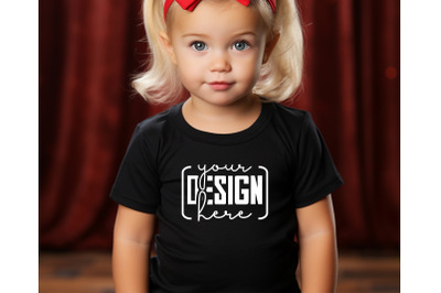 Christmas Cute Baby Black T-Shirt Mockups&2C; Girls Mockups&2C; Christmas Ho