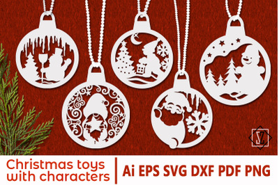 Christmas toys with characters. SVG for cutting