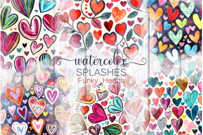 Watercolor Love Heart Splashes Set 3