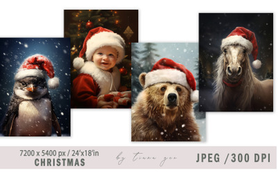 Christmas animal illustrations for posters- 4 Jpeg