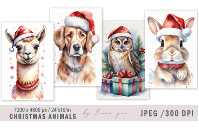 Christmas cute animal illustrations for posters- 4 Jpeg