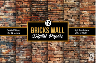 Bricks Wall Seamless Pattern Backgrounds