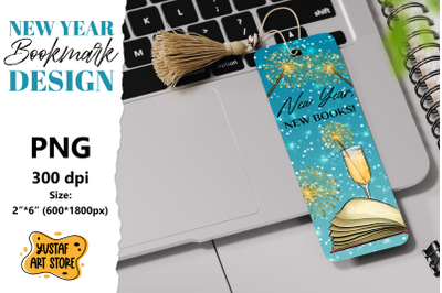 Bookmark printable design PNG. New year, new books