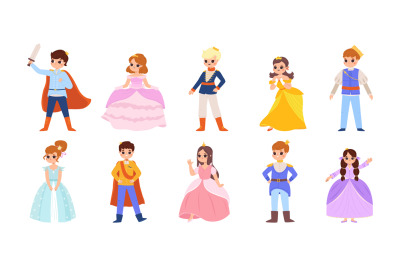 Princess and prince, little lady and knight. Magic world children char