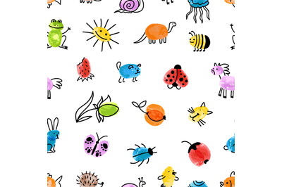 Animal child style graphic seamless pattern. Abstract kids fabric prin