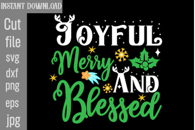 Joyful Merry and Blessed SVG cut file&2C;Christmas png Bundle&2C; pink Chris