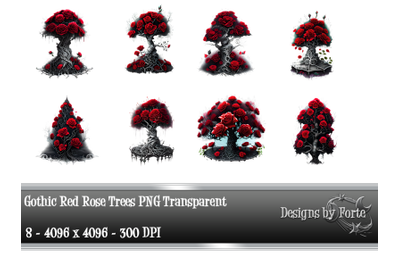 Eight Gothic Red Roses Trees Graphics