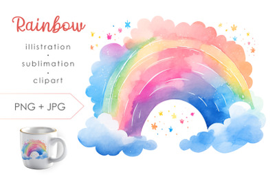 Colorful rainbow PNG clipart Sublimation