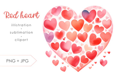 Red heart PNG clipart Sublimation