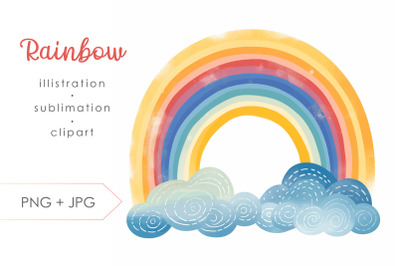 Colorful rainbow PNG clipart Sublimation