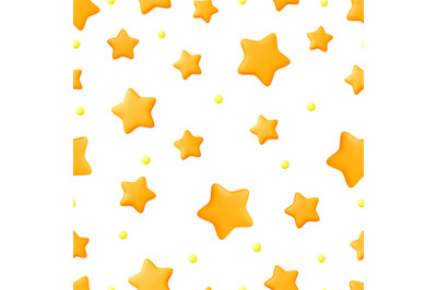 Yellow 3d stars seamless pattern. Isolated star graphic elements, deco
