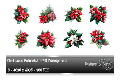 Eight Christmas Poinsettia Graphics PNG