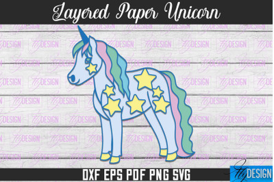 Layered Paper Unicorn | Unicorn Paper Cut | SVG File