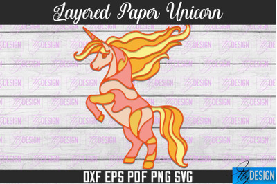 Layered Paper Unicorn | Unicorn Paper Cut | SVG File
