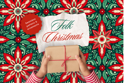 Folk Christmas Pattern and Ornaments