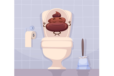 Toilet symbols. Poop little funny faces with emotions exact vector pic