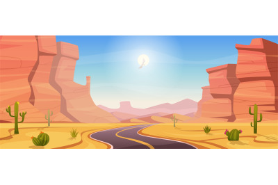 Desert landscape. Outdoor background arizona style with rocks and cact