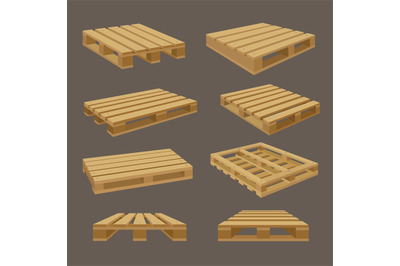 Wooden pallet. Shopping box and places for warehouse stacking pallet f