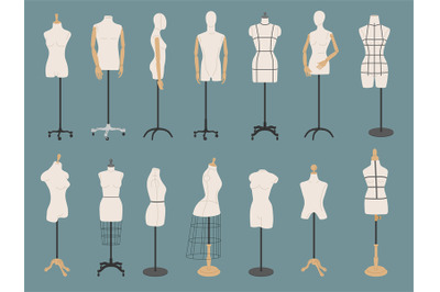 Dummies collection. Tailor models template for fashion dresses recent