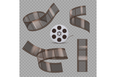 Movie tape. Twisted photography or cinema straight stripped tape studi