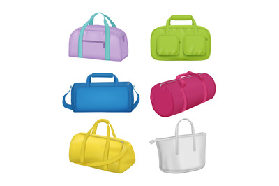 Sport bag. Fitness equipment containers for gym uniforms decent vector