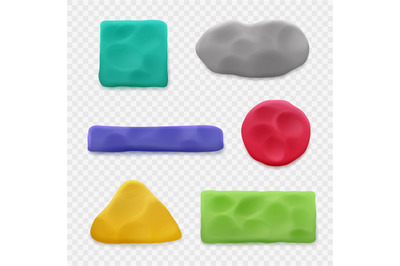 Plasticine. Realistic templates of geometrical forms different colors