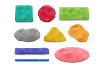 Plasticine. Geometric colored shapes of plasticine decent vector reali