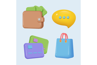 Plasticine icons. Business and marketing media signs in cartoon style