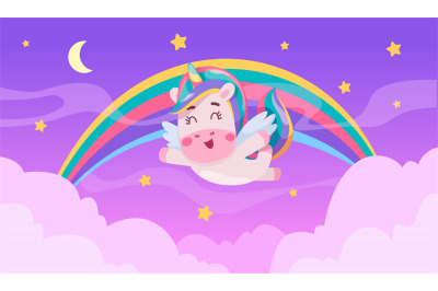 Unicorns. Fantasy animals playing exact vector cute unicorns