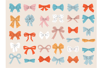 Bows silhouettes. Fashioned collection of ribbons for gifts recent vec