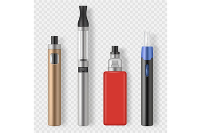 Vape set. Tools for smoking clouds of steam circles puffs decent vecto