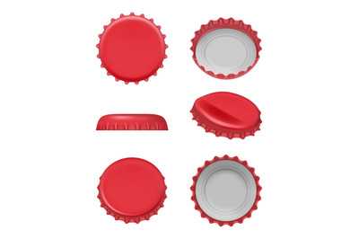 Beer caps set. Alcoholic drink bottles caps collection decent vector r