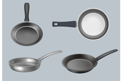 Frying pan. Realistic kitchen utensil for preparing fry products for d