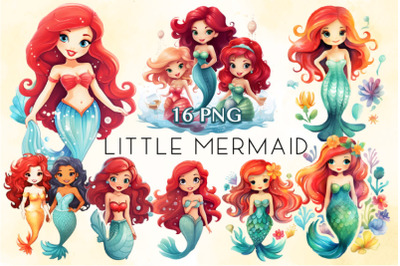 Watercolor Little Mermaid Clipart