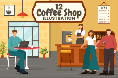 12 Coffee Shop Illustration