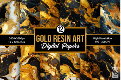 Gold Resin Art Seamless Backgrounds