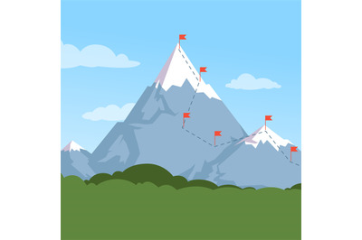 Mountain goal. business way conceptual background outdoor mountain wit