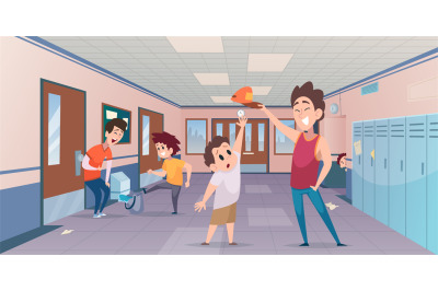 Behaviour kids background. Cartoon flat illustrations with different b