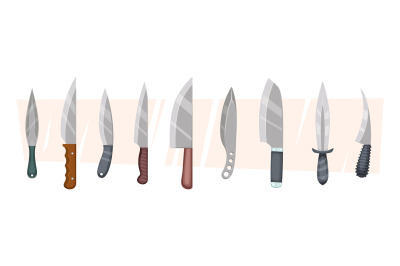 Knives. Items for kitchen or battle weapons steel knives for cutting f