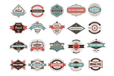 Vintage emblems. Retro premium badges collection set recent vector tem