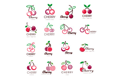 Cherry symbols. Fruits logo set recent vector illustrations