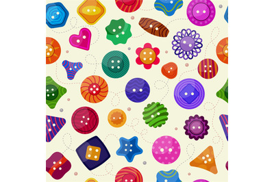 Tailor buttons pattern. Fashioned seamless background with buttons dif