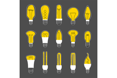 Simple bulbs. Electricity items bulbs illustrations energy technology