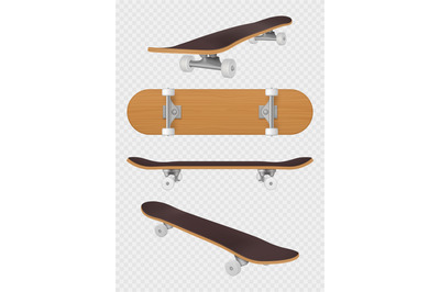 Skateboards. Realistic sport items for skateboard riders decent vector